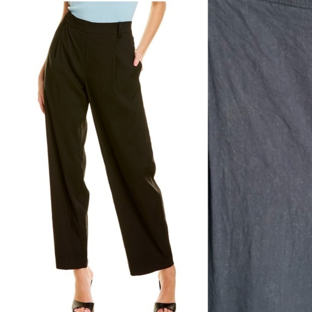 Vince Wide Leg Cropped Linen Blend Pants‎ Navy Blue Pull On Large
